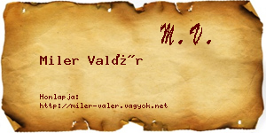 Miler Valér névjegykártya
